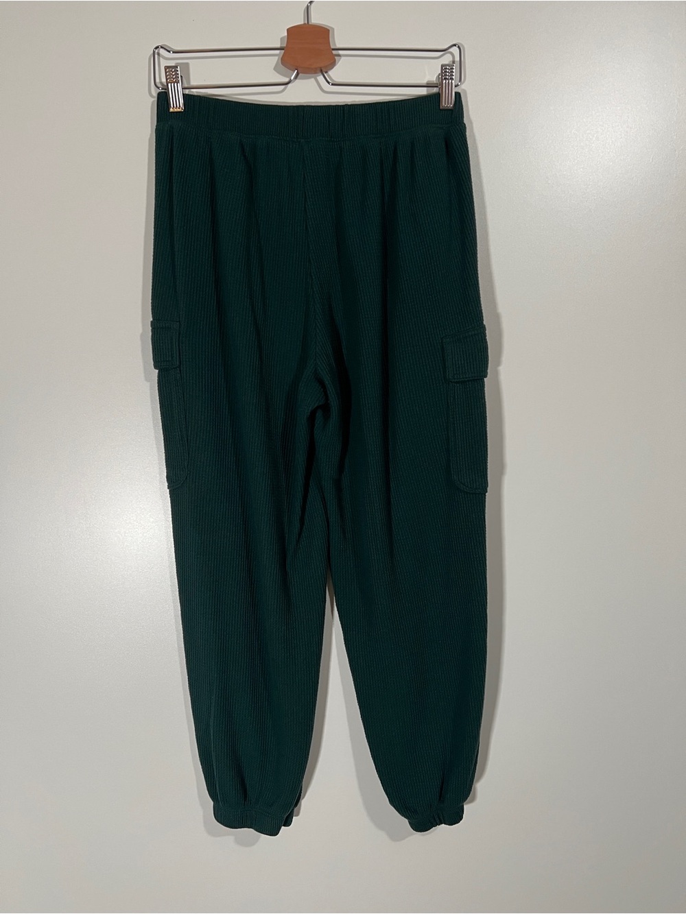 Aerie Waffle Joggers Cargo Style Green Size Medium Loungewear Cozy - Picture 5 of 7